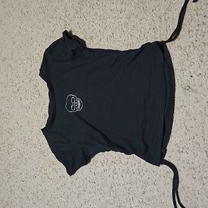 Black adjustable skull crop top